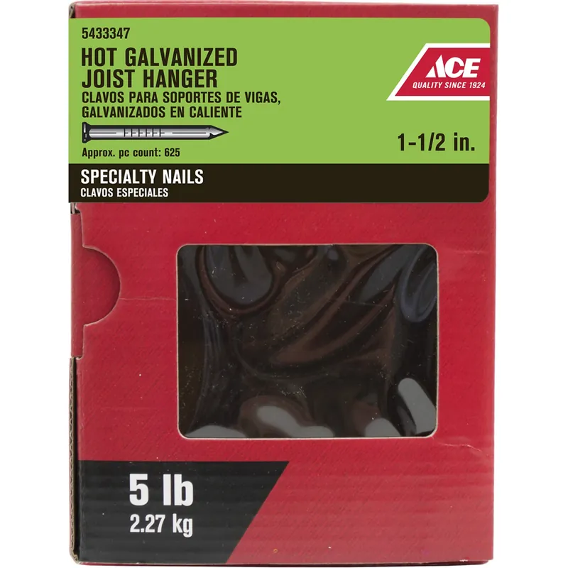 Ace 1-1/2 In. L Joist Hanger Steel Nail Annular Ring Shank 1 Pk 5 Lb.