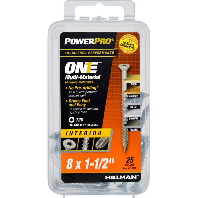 HILLMAN Power Pro No. 8 Ga. X 1-1/2 In. L Star Flat Head Coarse Multi-Material Screws