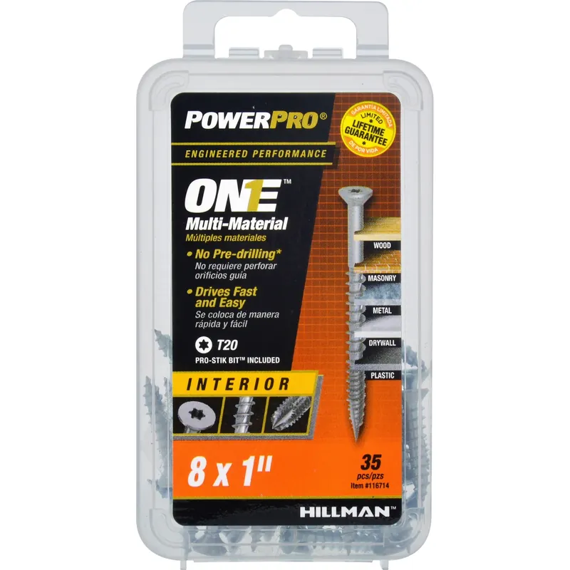 HILLMAN Power Pro No. 8 Ga. X 1 In. L Star Flat Head Coarse Multi-Material Screws