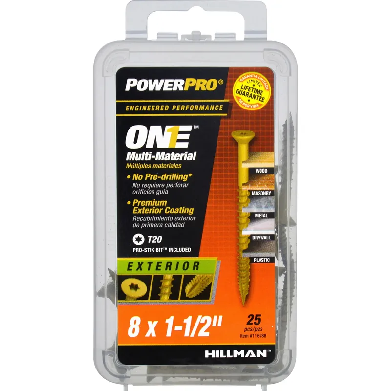 HILLMAN Power Pro No. 8 Ga. X 1-1/2 In. L Star Flat Head Coarse Multi-Material Screws