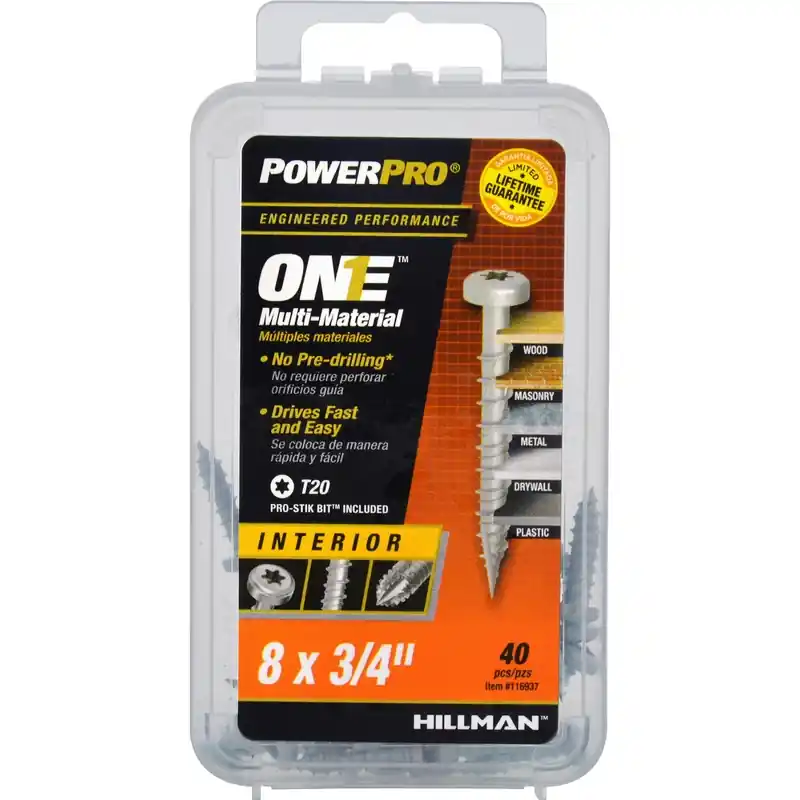 HILLMAN Power Pro No. 8 Ga. X 3/4 In. L Star Pan Head Coarse Multi-Material Screws