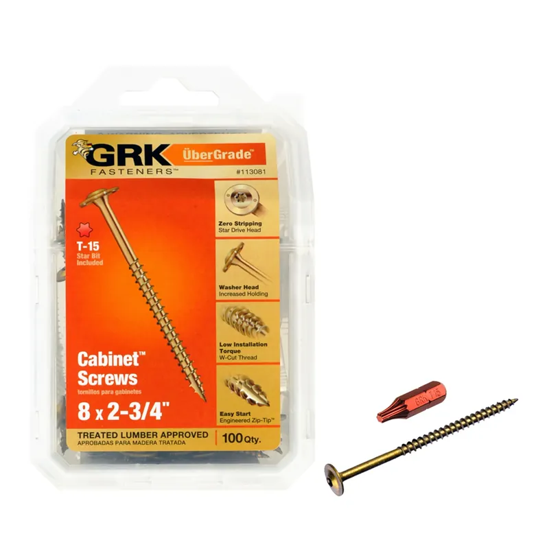 GRK Fasteners No. 8 X 2-3/4 In. L Star Climatek W-Cut Cabinet Screws 100 Pk