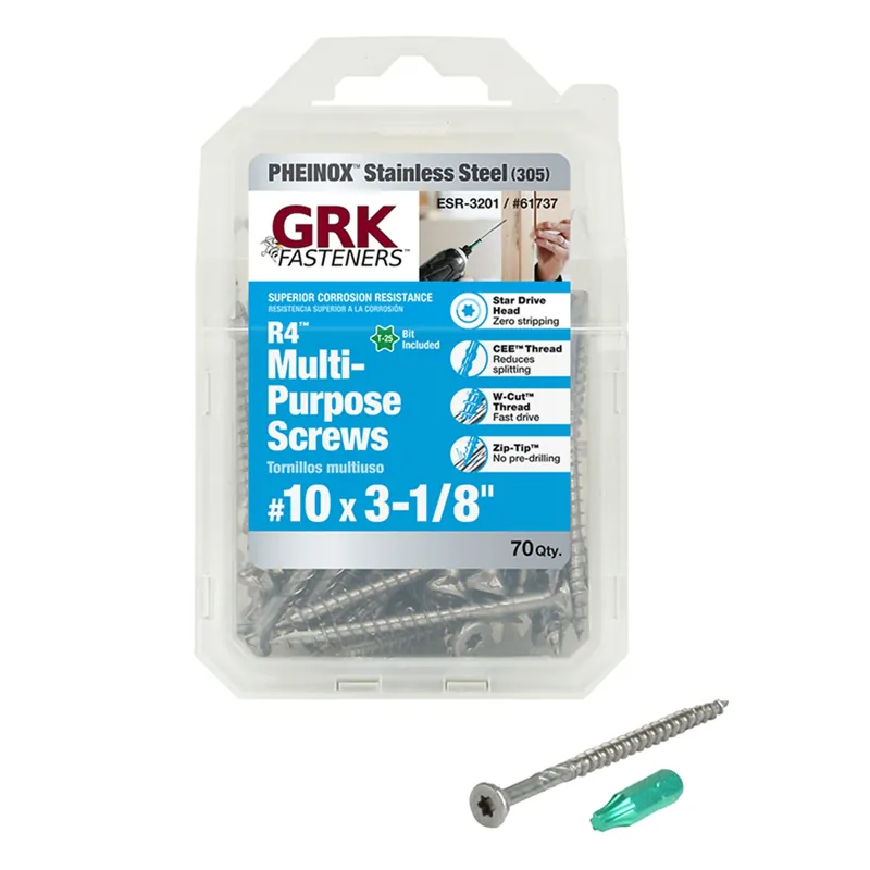 GRK Fasteners No. 10 In. X 3-1/8 In. L Star Flat Head W-Cut Multi-Purpose Screws