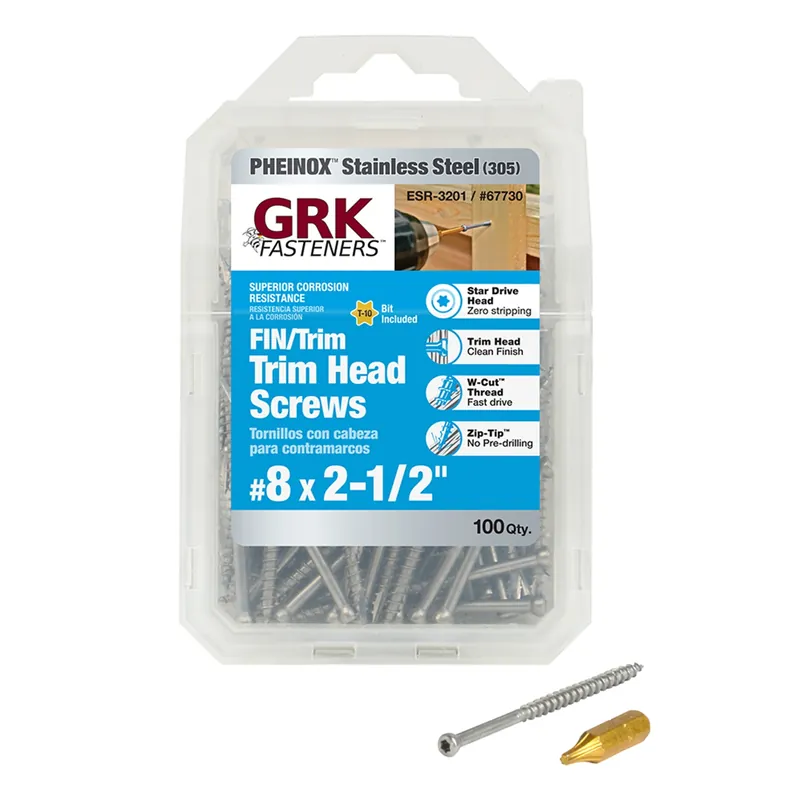 GRK Fasteners No. 8 In. X 2-1/2 In. L Star Trim Head W-Cut Trim Screws