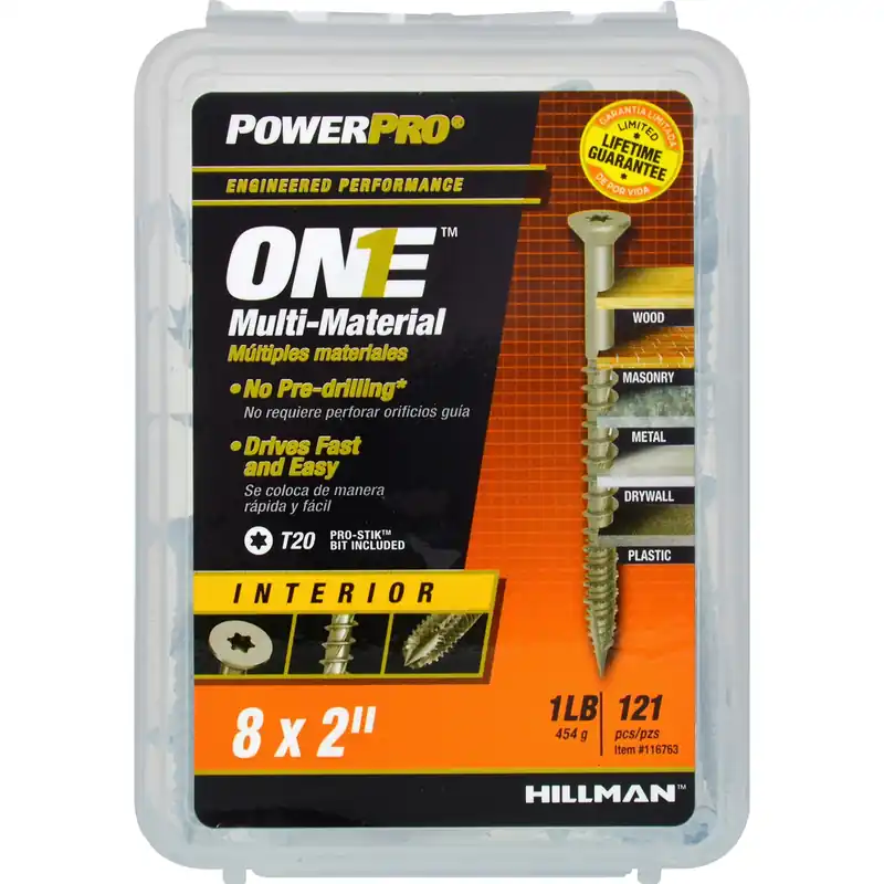 HILLMAN Power Pro No. 8 Ga. X 2 In. L Star Flat Head Coarse Multi-Material Screws