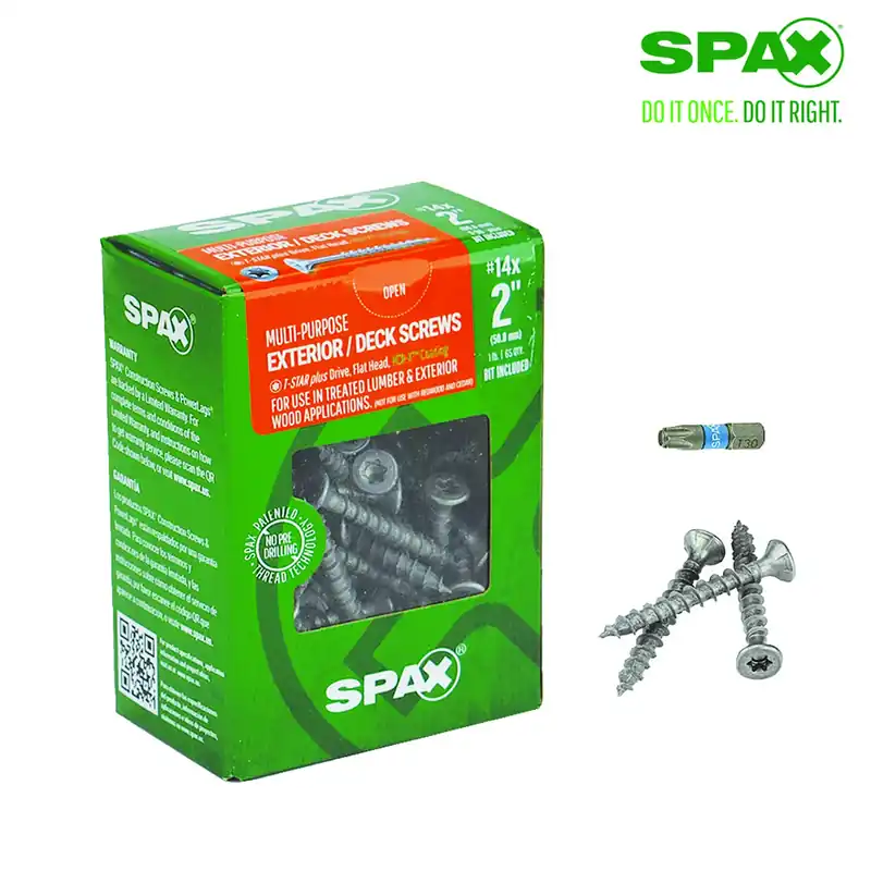 SPAX Multi-Material No. 14 Label X 2 In. L T30+ Flat Head Serrated Construction Screws