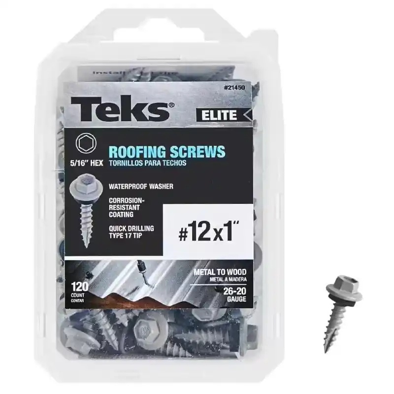 Teks Elite No. 12 X 1 In. L Hex Drive Hex Washer Head Self Tapping Roofing Screws