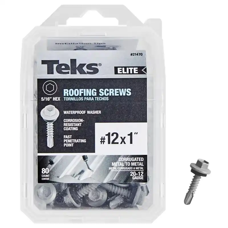 Teks Elite No. 12 X 1 In. L Hex Drive Hex Washer Head Self Tapping Roofing Screws