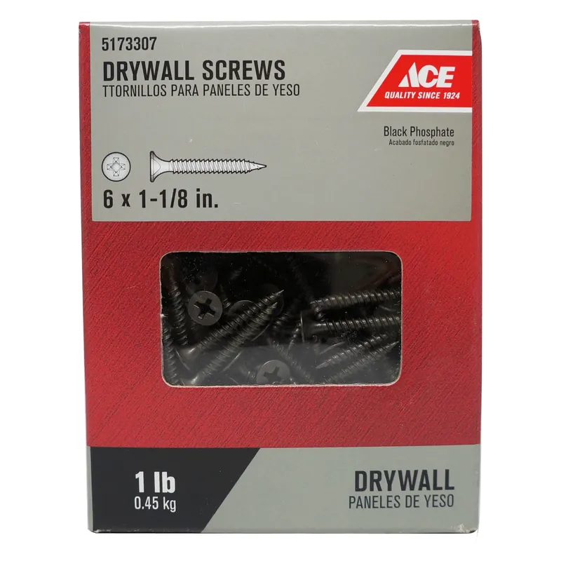 Ace No. 6 X 1-1/8 In. L Phillips Bugle Head Black Phosphate Steel Drywall Screws 1 Lb. 313 Pk