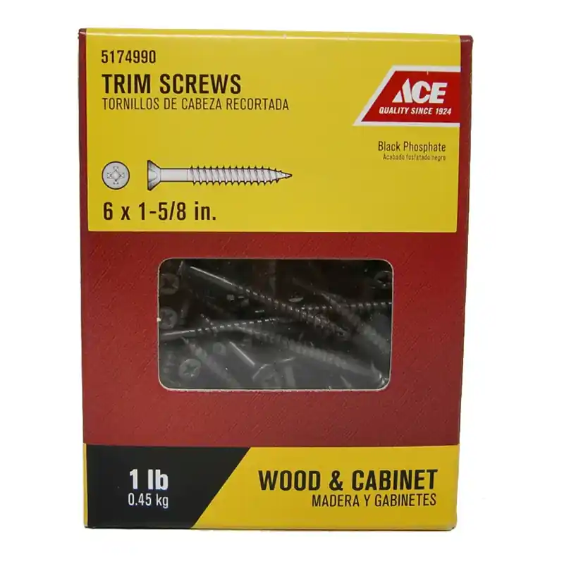 Ace No. 6 X 1-5/8 In. L Phillips Flat Head Black Phosphate Steel Trim Screw 1 Lb. 273 Pk