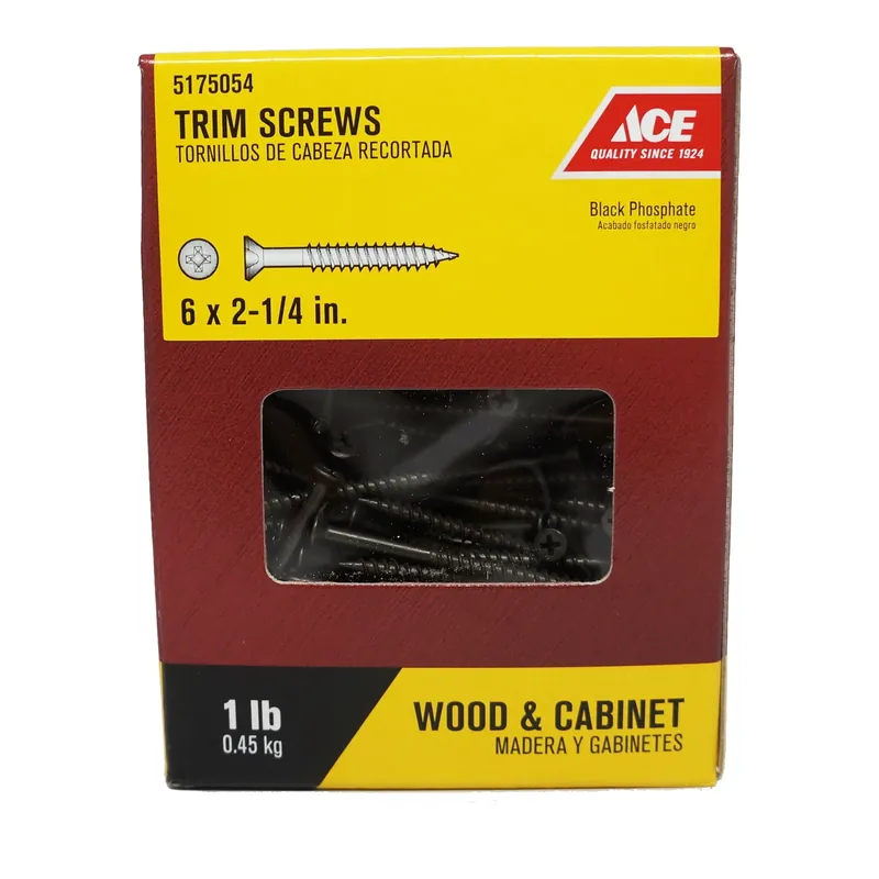 Ace No. 6 X 2-1/4 In. L Phillips Flat Head Black Phosphate Steel Trim Screw 10 Lb. 214 Pk