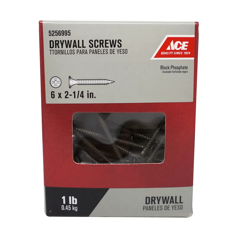 Ace No. 6 X 2-1/4 In. L Phillips Bugle Head Black Phosphate Steel Drywall Screws 1 Lb. 174 Pk