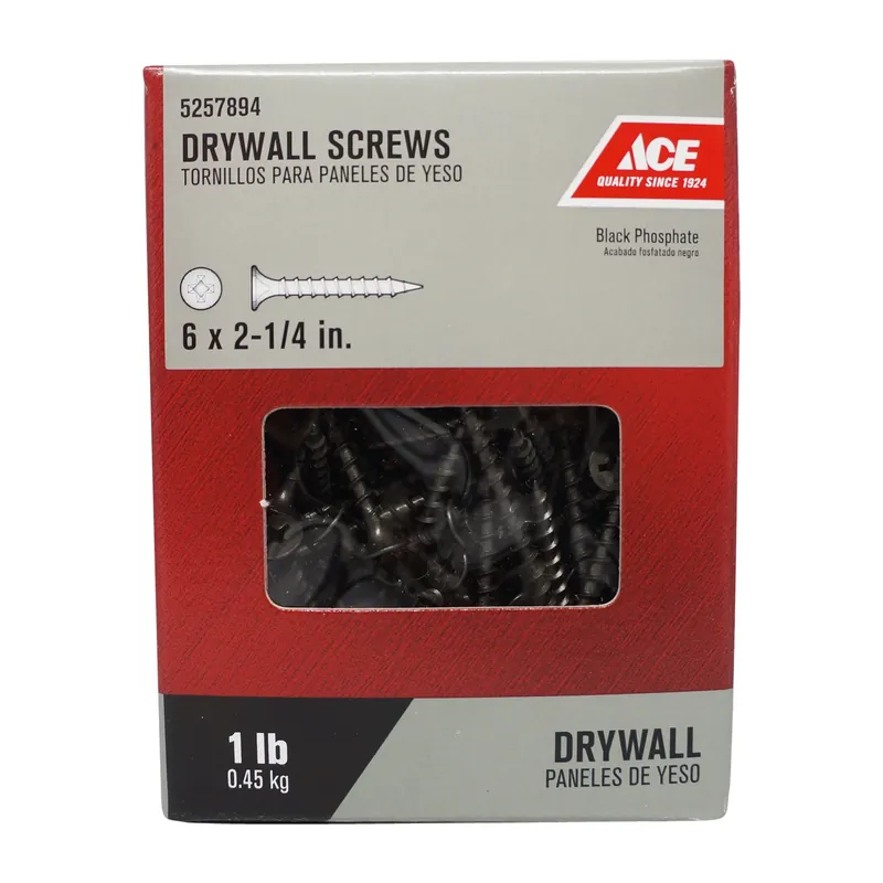 Ace No. 6 X 2-1/4 In. L Phillips Bugle Head Black Phosphate Steel Drywall Screws 1 Lb. 174 Pk