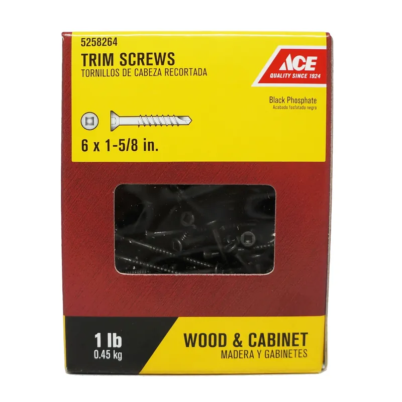 Ace No. 6 X 1-5/8 In. L Square Flat Trim Head Black Phosphate Steel Trim Screw 1 Lb. 230 Pk