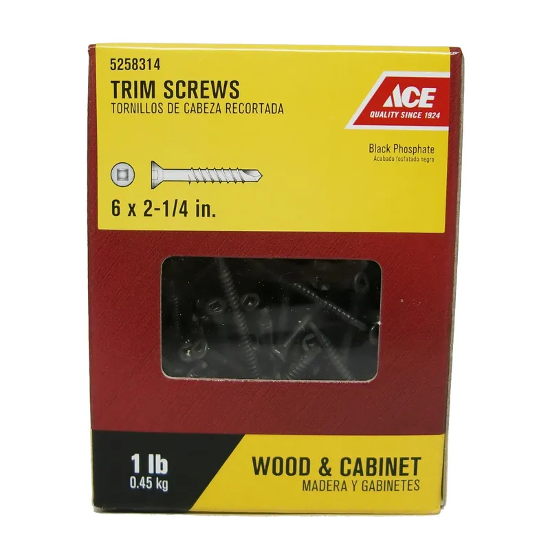 Ace No. 6 X 2-1/4 In. L Square Black Phosphate Trim Screws 1 Lb. 165 Pk