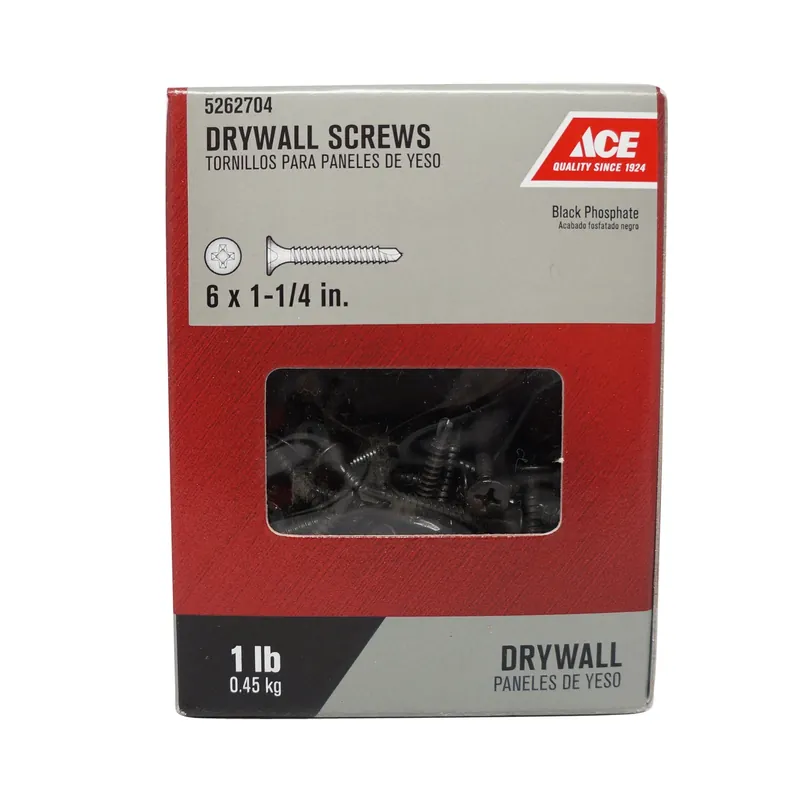 Ace No. 6 X 1-1/4 In. L Phillips Bugle Head Black Phosphate Steel Drywall Screws 1 Lb. 245 Pk