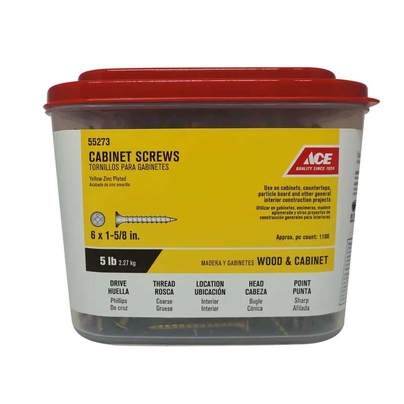 Ace No. 6 X 1-5/8 In. L Phillips Bugle Head Yellow Dichromate Steel Cabinet Screws 5 Lb. 1100