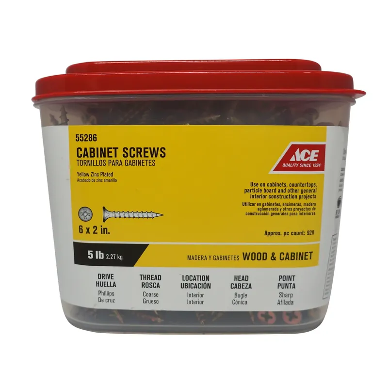 Ace No. 6 X 2 In. L Phillips Bugle Head Yellow Dichromate Steel Cabinet Screws 5 Lb. 920 Pk