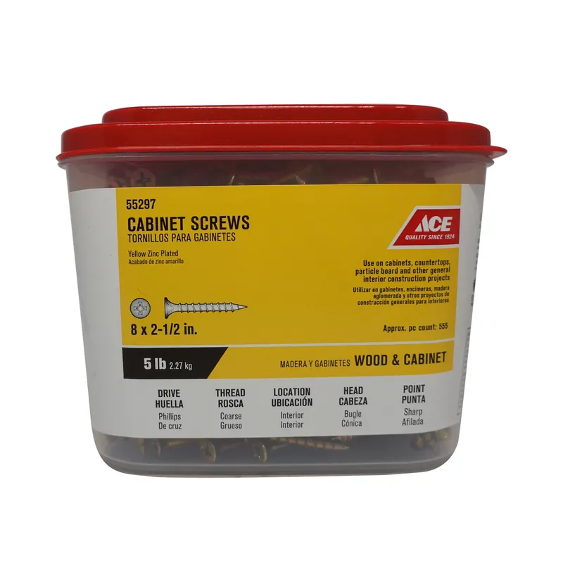 Ace No. 8 X 2-1/2 In. L Phillips Bugle Head Yellow Zinc-Plated Steel Cabinet Screws 5 Lb. 555