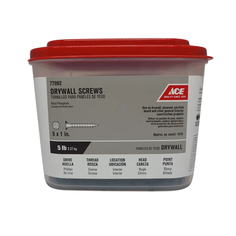 Ace No. 6 X 1 In. L Phillips Bugle Head Black Phosphate Steel Drywall Screws 5 Lb. 1693 Pk