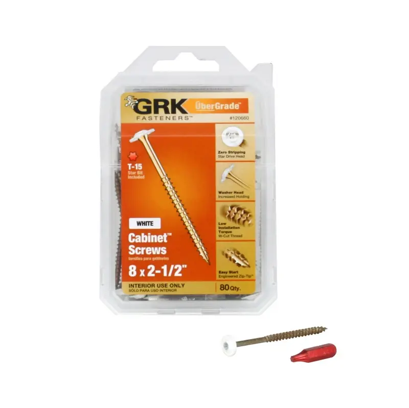 GRK Fasteners No. 8 X 2-1/2 In. L Star Climatek W-Cut Cabinet Screws 80 Pk