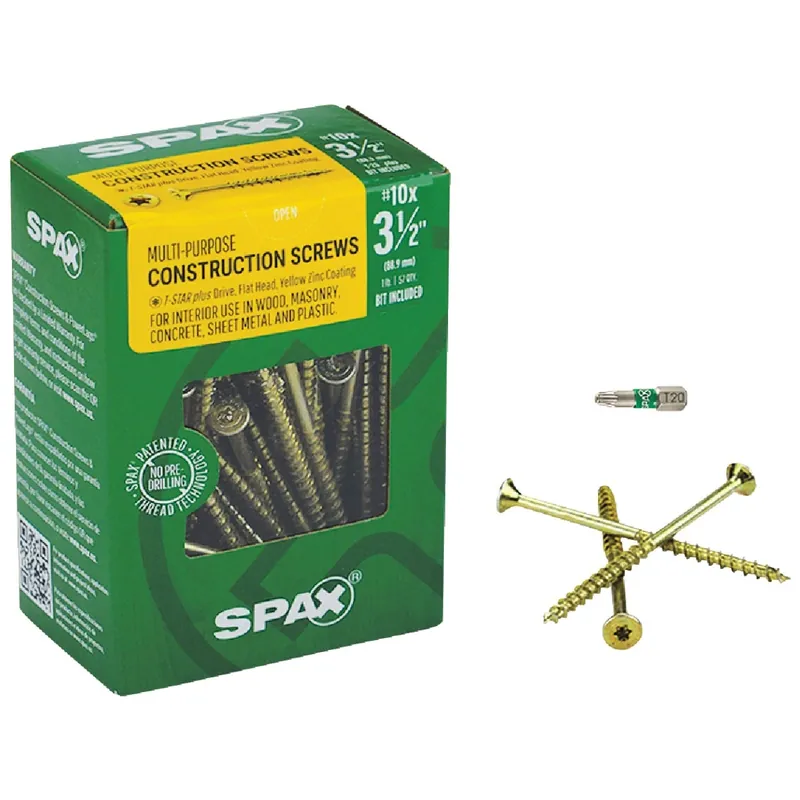 SPAX Multi-Material No. 10 In. X 3-1/2 In. L T-20+ Flat Head Serrated Construction Screws