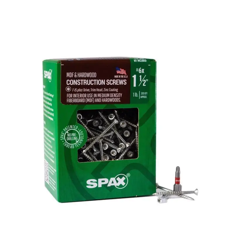 SPAX MDF No. 6 In. X 1-1/2 In. L Star Trim Head Serrated Construction Screws