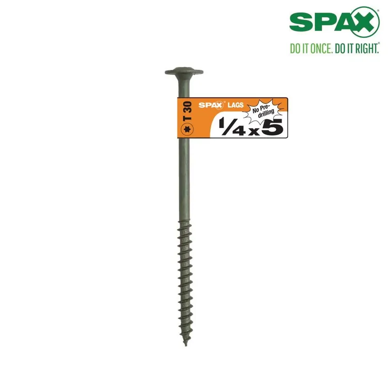 SPAX PowerLags 1/4 In. X 5 In. L Washer High Corrosion Resistant Carbon Steel Lag Screw 1 Pk