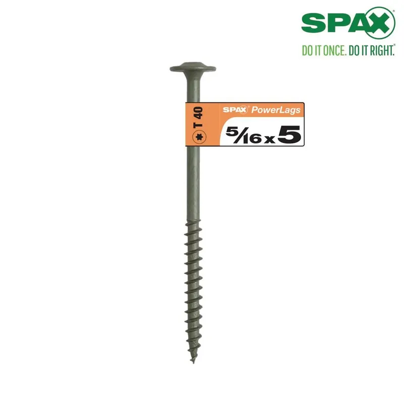 SPAX PowerLags 5/16 In. X 5 In. L Washer High Corrosion Resistant Carbon Steel Lag Screw 1 Pk