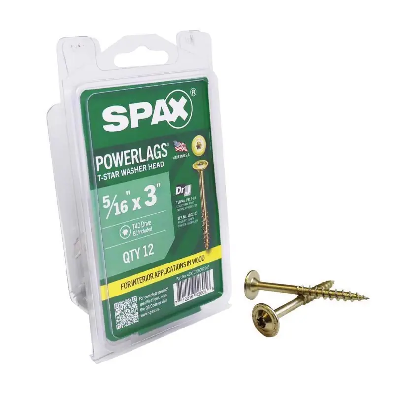 SPAX PowerLags 5/16 In. X 3 In. L Washer Yellow Zinc Carbon Steel Lag Screw 12 Pk