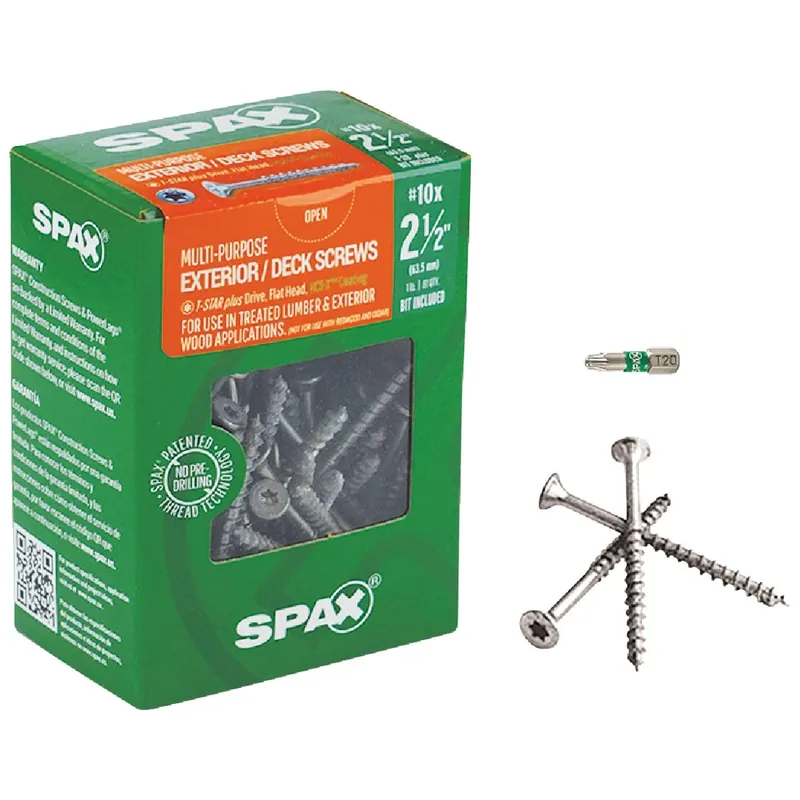 10 X 2-1/2 In. Flat Head Exterior Multi-material Construction Screw - 1 Lb. Box