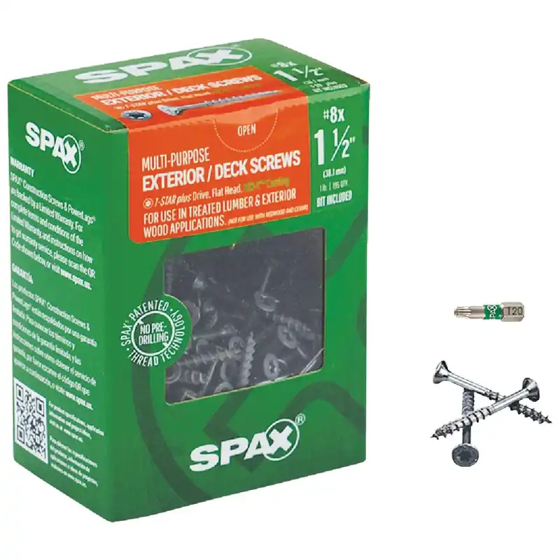8 X 1-1/2 In. Flat Head Exterior Multi-material Construction Screw - 1 Lb. Box