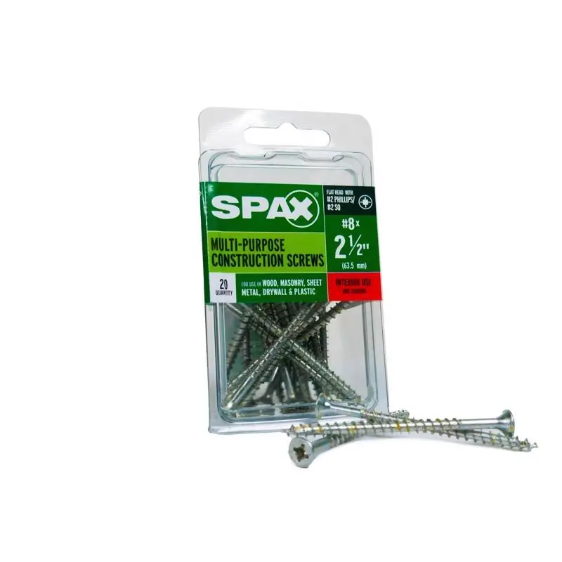 SPAX Multi-Material No. 8 In. X 2-1/2 In. L Phillips/Square Flat Head Serrated Construction Screws