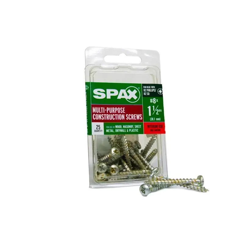SPAX Multi-Material No. 8 In. X 1-1/2 In. L Phillips/Square Pan Head Serrated Construction Screws