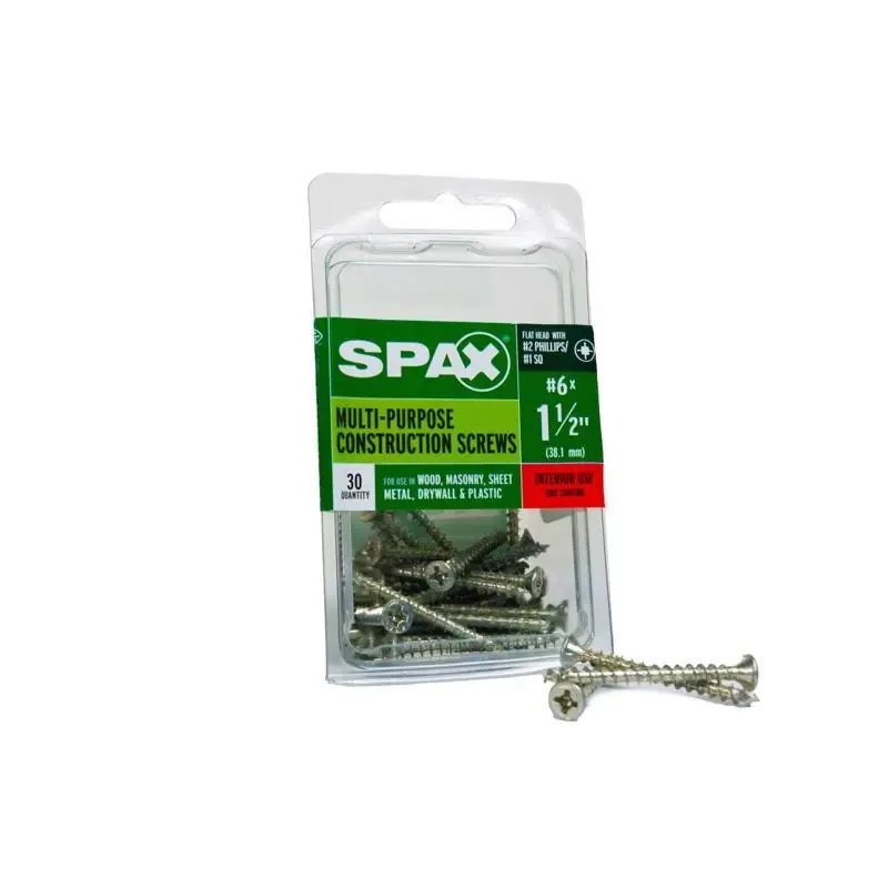 SPAX Multi-Material No. 6 In. X 1-1/2 In. L Phillips/Square Flat Head Serrated Construction Screws