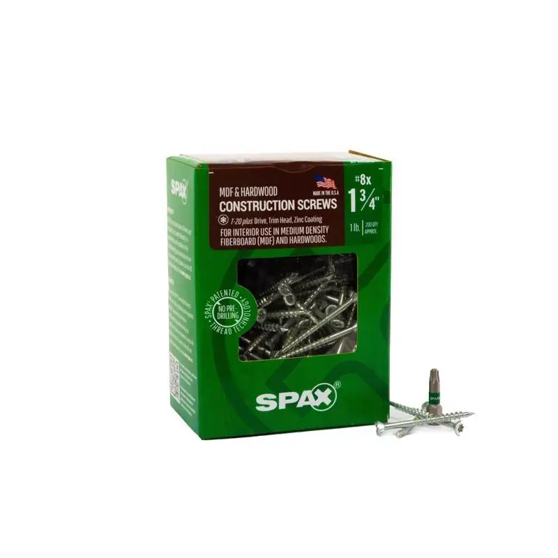 SPAX MDF No. 8 In. X 1-3/4 In. L T-20+ Trim Head Serrated Construction Screws
