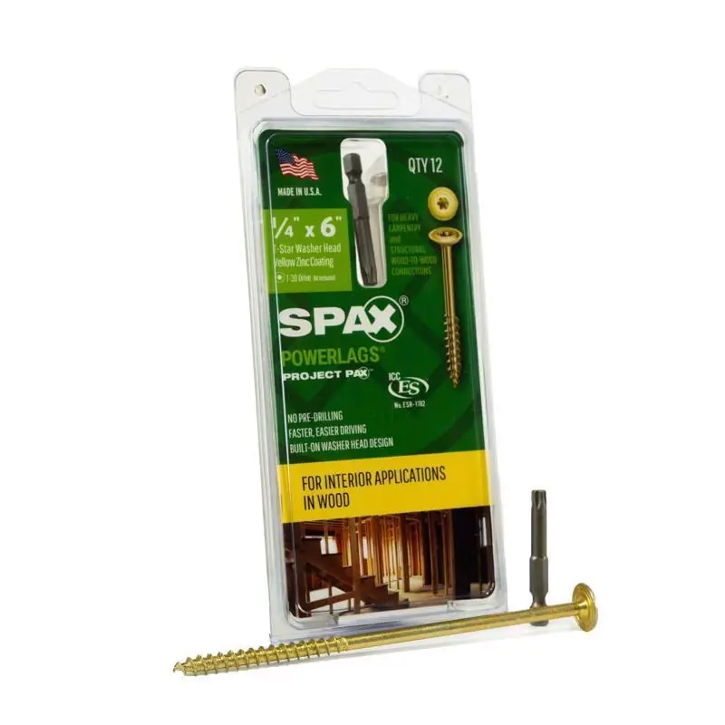 SPAX PowerLags 1/4 In. X 6 In. L Washer Yellow Zinc Carbon Steel Lag Screw 12 Pk