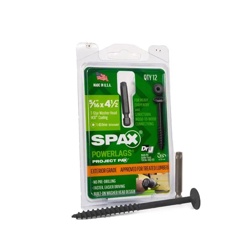 SPAX PowerLags 5/16 In. X 4-1/2 In. L Washer High Corrosion Resistant Carbon Steel Lag Screw 12 Pk