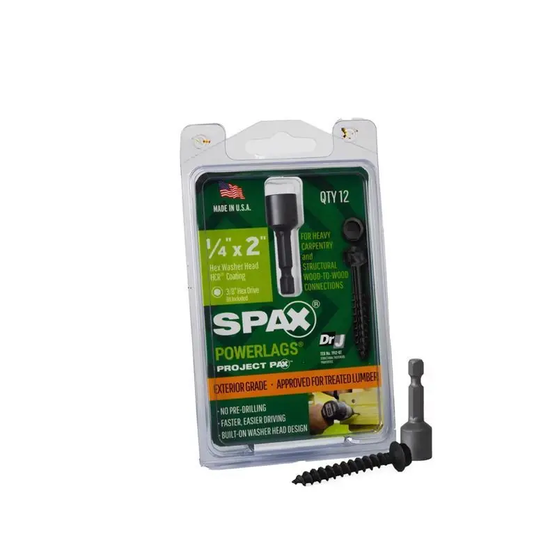 SPAX PowerLags 1/4 In. X 2 In. L Washer High Corrosion Resistant Carbon Steel Lag Screw 12 Pk