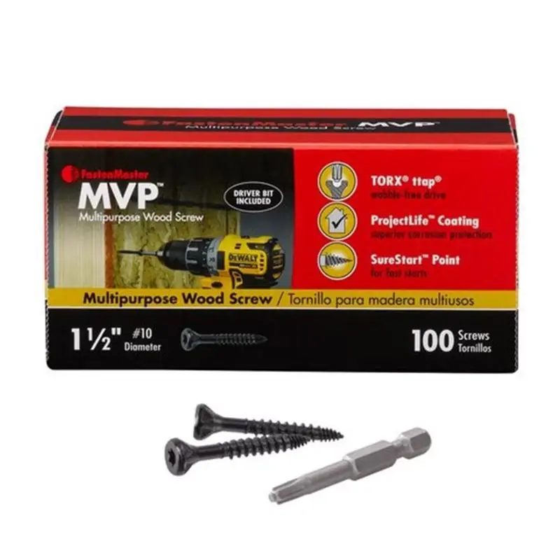 FastenMaster MVP 1-1/2 In. L Torx Ttap Self-Tapping Wood Screws 100 Pk