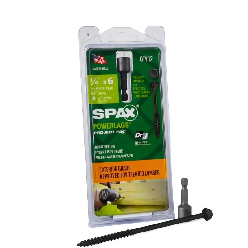 SPAX PowerLags 1/4 In. In. X 6 In. L Hex Drive Hex Washer Head Serrated Structural Screws