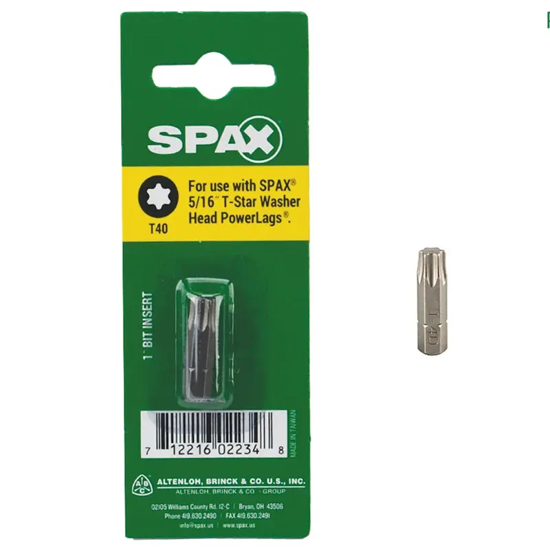 SPAX T-Star Washer T40 X 1 In. L Driver Bit Steel 1 Pc