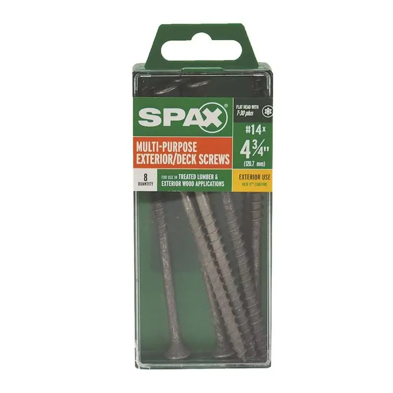 SPAX No. 14 In. X 4-3/4 In. L Gray Star Flat Head Deck Screws 8 Pk