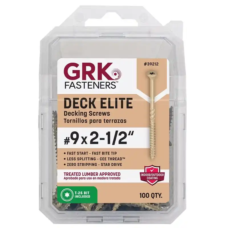 GRK Fasteners No. 9 In. X 2-1/2 In. L Star Flat Head Deck Screws 100 Pk