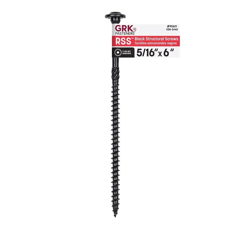 Grk Fasteners 5/16 In. X 6 In. Black Star Drive W-cut Structural Screws