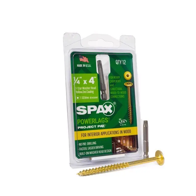 SPAX PowerLags 1/4 In. X 4 In. L Star Yellow Zinc Steel Lag Screw 12 Pk