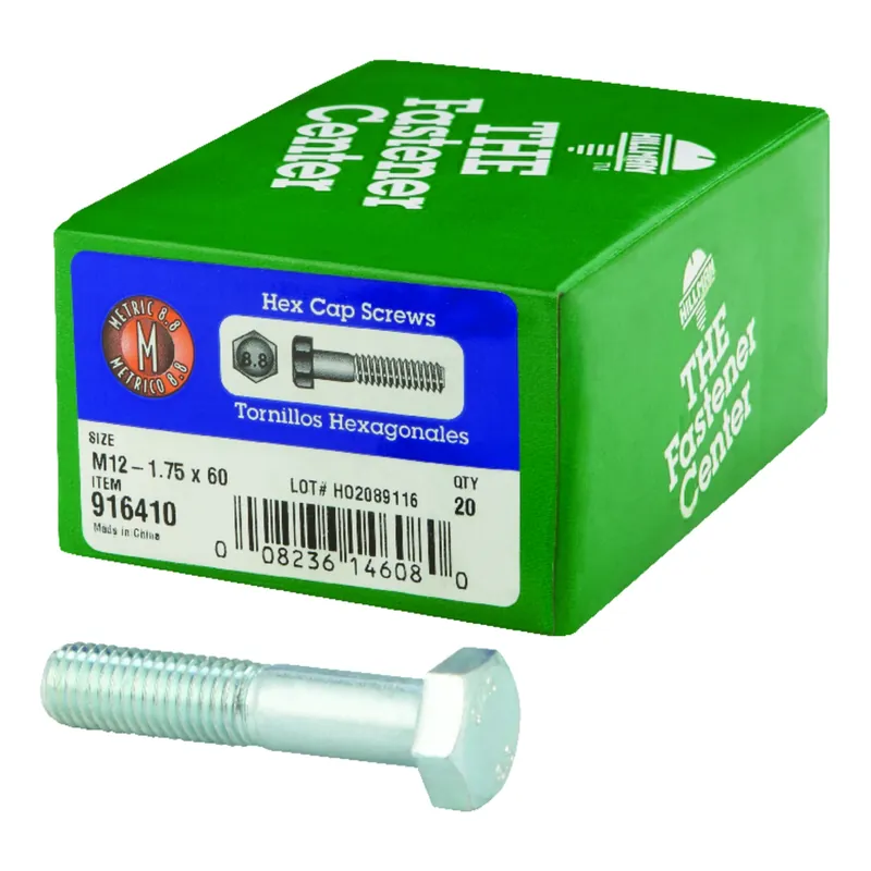 HILLMAN M12-1.75 Mm D X 60 Mm L Heat Treated Steel Hex Head Cap Screw 20 Pk