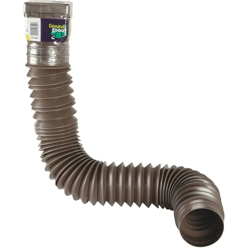 Ground Spout 22 In. To 48 In. Brown K-style Polypropylene Downspout Extender