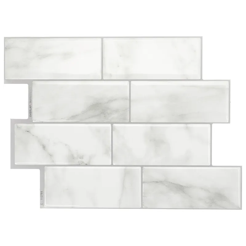 Smart Tiles 8.38 In. W X 11.56 In. L Gray/White Mosaic Vinyl Adhesive Wall Tile 4 Pc