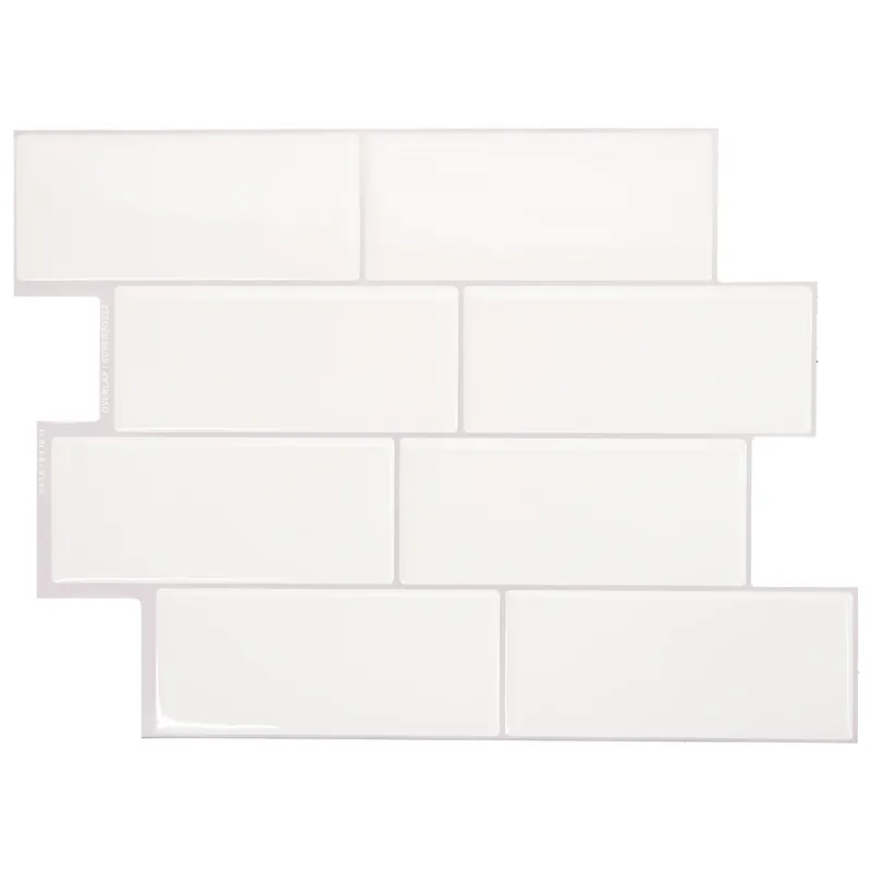 Smart Tiles 8.38 In. W X 11.56 In. L White Mosaic Vinyl Adhesive Wall Tile 4 Pc